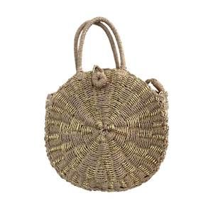 NEW MERVEILLE women's straw round cross body bag in gold